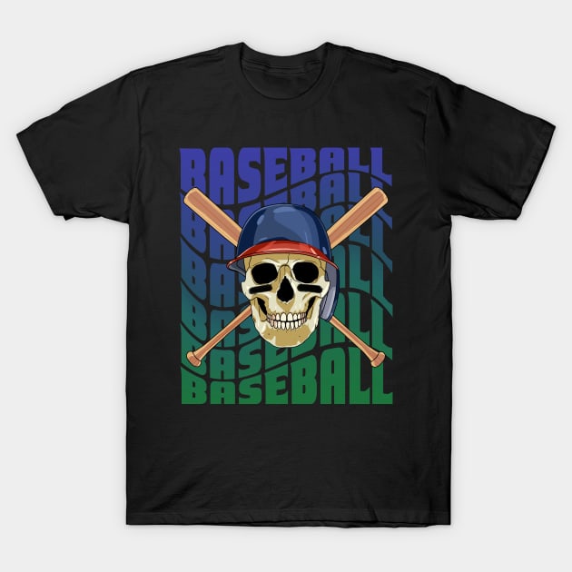 Skeleton Baseball Player Boys Girls Youth Skull Sports T-Shirt by Noseking